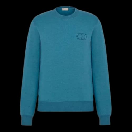 DIOR'Cd Icon 'Cd Embroidered Cotton Flannel Turtleneck For Men Blue