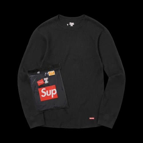 Supreme x Hanes Thermal Crew (1 Pack) 'Black'