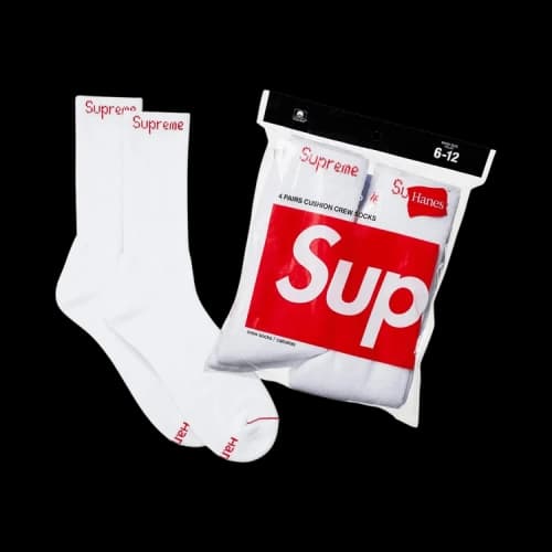 Supreme x Hanes Crew Socks (4 Pack) 'White'