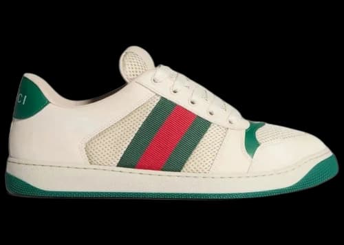 Gucci Screener White Mesh Green Leather
