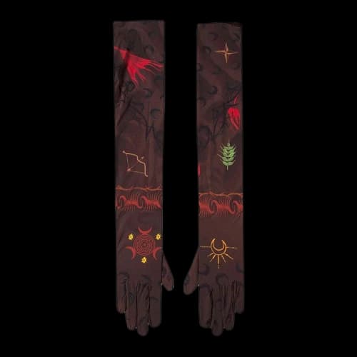 Marine Serre Printed Long Gloves 'Punk Shaded Tattoo Brown'