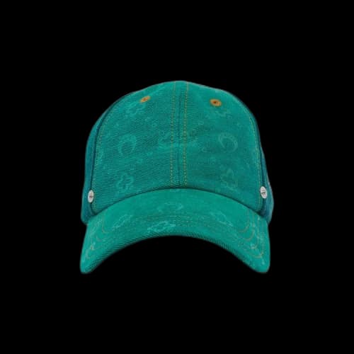 Marine Serre Regenerated Denim Moonogram Bell Cap 'Bright Green/Striped'