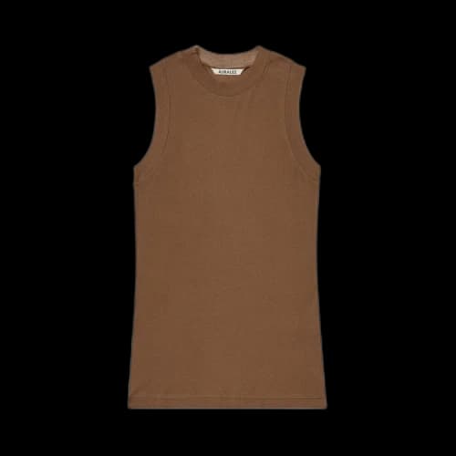 Auralee Super High Gauge Sheer Rib Tank Top 'Brown'