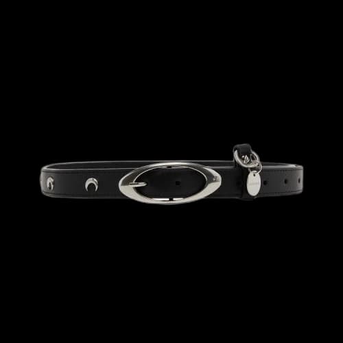 Marine Serre Moon Studded Thin Leather Belt 'Black'