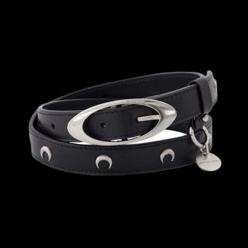 Marine Serre Moon Studded Thin Leather Belt 'Black'