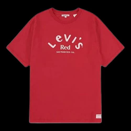 LEVI'S Levis Red Series Embroidered Alphabet Printing Round Neck Short Sleeve Red
