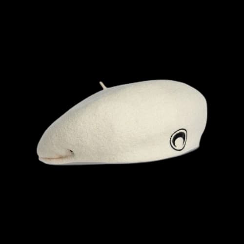 Marine Serre Embroidered French Beret 'White'