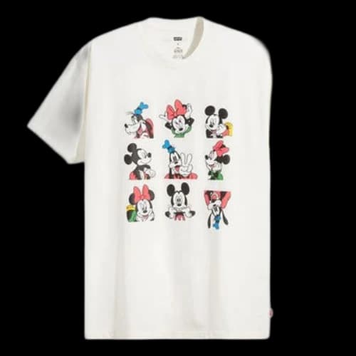 To Be Defined Levis x Disney Crossover Mickey Printing Short Sleeve White T-Shirt