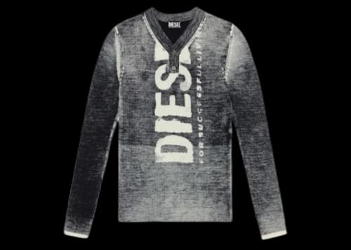 Diesel K-Atullus Printed Wool Jumper with Logo Black