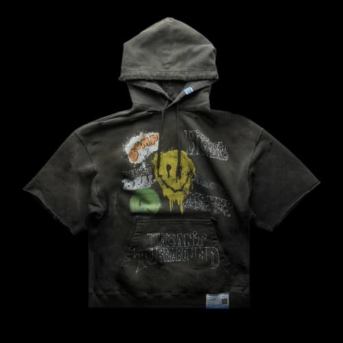 Maison Mihara Yasuhiro Vintage Like Short-Sleeve Hoodie 'Black'