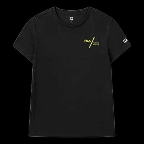 FILA Athletics Series Alphabet Printing Round Neck Pullover Short Sleeve Black