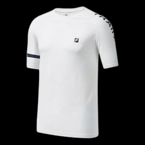 FILA Athletics Alphabet Logo Printing Sports Short Sleeve White