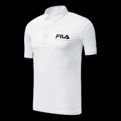 FILA Double Layer Contrasting Colors Short Sleeve Polo Shirt White