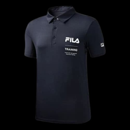 FILA Athletics Alphabet Logo Printing Short Sleeve Polo Shirt Navy Blue