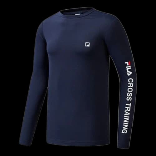 FILA Sports Gym Alphabet Printing Long Sleeves Blue