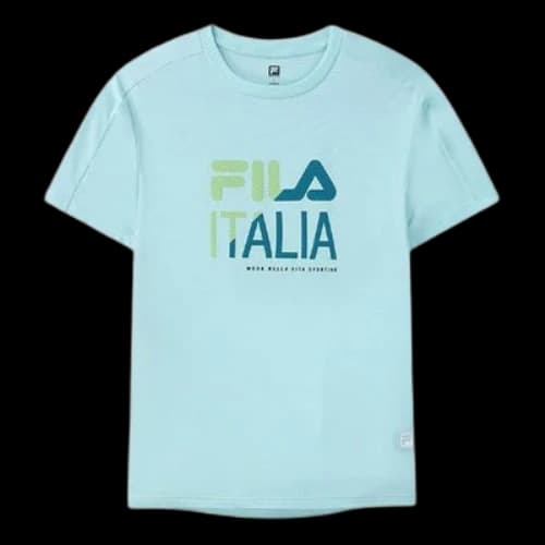 FILA Athletics Logo Printing Sports Pullover Round Neck Short Sleeve Blue T-Shirt