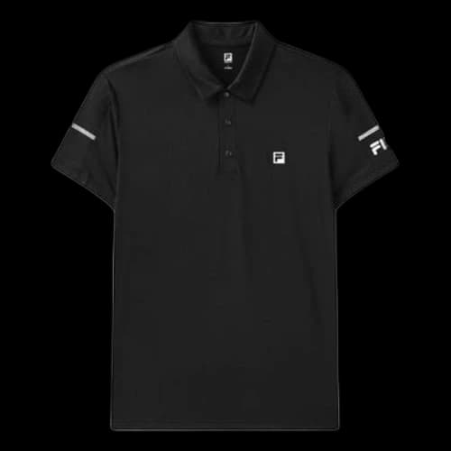 FILA Logo Pattern Loose Short Sleeve polo Black