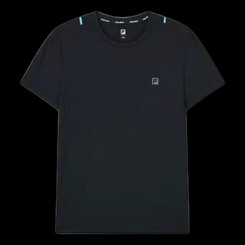 FILA Logo Alphabet Printing Loose Round Neck Short Sleeve Black