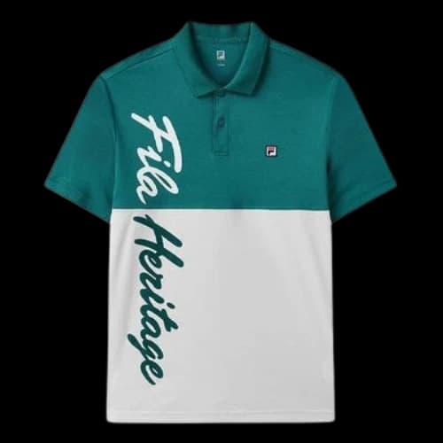 FILA Contrasting Colors Alphabet Printing Tennis Short Sleeve Polo Shirt Green
