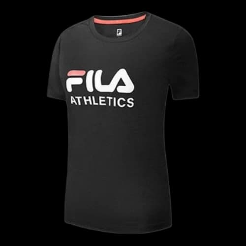 FILA Alphabet Logo Printing Round Neck Short Sleeve Black (Women's)