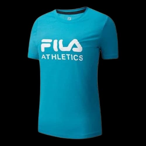FILA Alphabet Logo Printing Round Neck Short Sleeve Blue (Women's)
