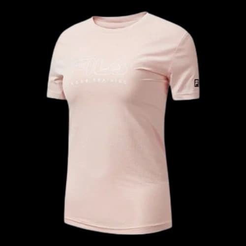 FILA Alphabet Logo Printing Sports Quick Dry Breathable Short Sleeve Pink (Women's)
