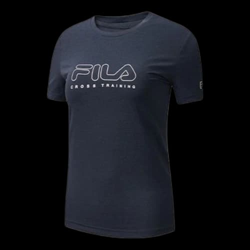 FILA Alphabet Logo Printing Sports Quick Dry Breathable Short Sleeve Navy Blue (Women's)