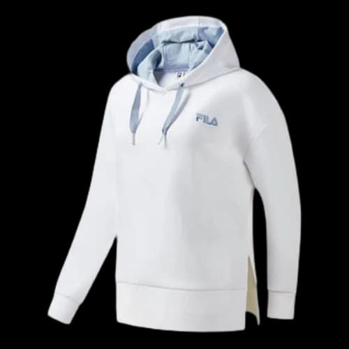 FILA Athletics Split Hem Asymmetric Hoodie 'White Blue' (Women's)