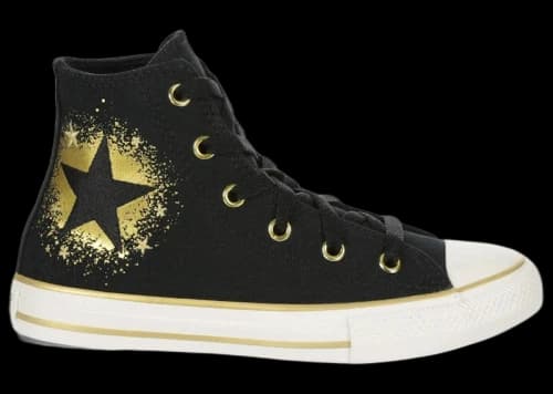 Converse Chuck Taylor All Star Hi Gold Stars Black (PS)