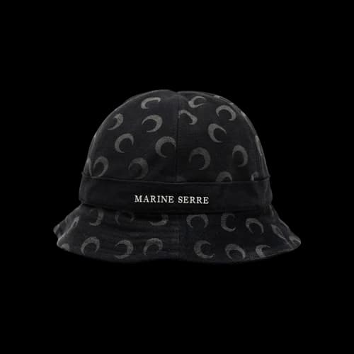 Marine Serre Logo Denim Bell Bucket Hat 'Black'