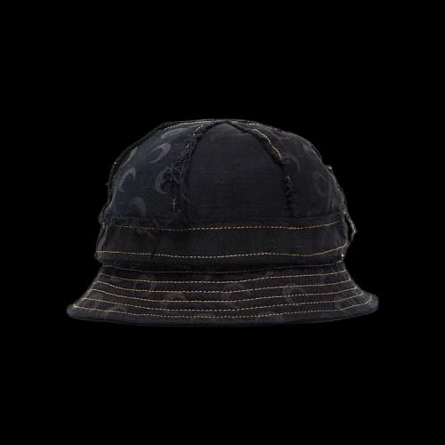 Marine Serre Regenerated Moon Denim Panelled Bell Hat 'Black'