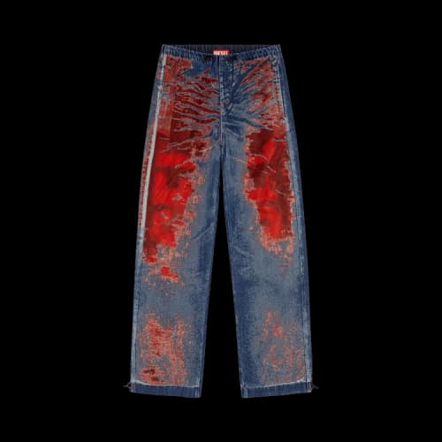 Diesel Mixed Fabric Relaxed Jeans 'Red'