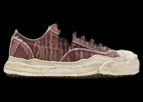 Maison Mihara Yasuhiro Hank OG Sole Bleach-Wash Denim Canvas Low Bordeaux