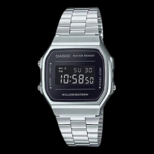 CASIO G Shock Waterproof Stainless Steel Strap Unisex Mens SilverBlack Digital