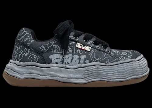 Maison Mihara Yasuhiro Oliver OG Sole Graffiti Printed Canvas Low Black