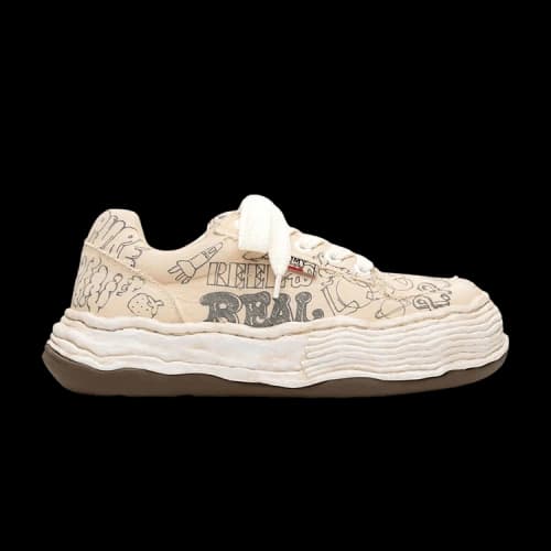 Maison Mihara Yasuhiro Oliver OG Sole Graffiti Printed Canvas Low White