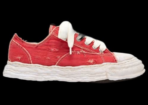 Maison Mihara Yasuhiro Peterson 23 OG Sole Ripped Overdye Canvas Low Red