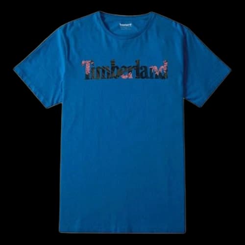 Timberland Round Neck Printing Short Sleeve Blue