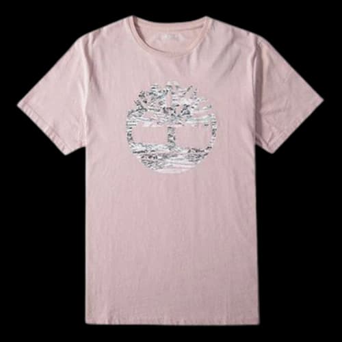 Timberland Round Neck Printing Short Sleeve Pink
