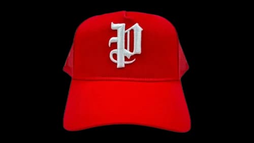 Purple Brand A2054-TTGR224 Cotton Twill Trucker Hat Red