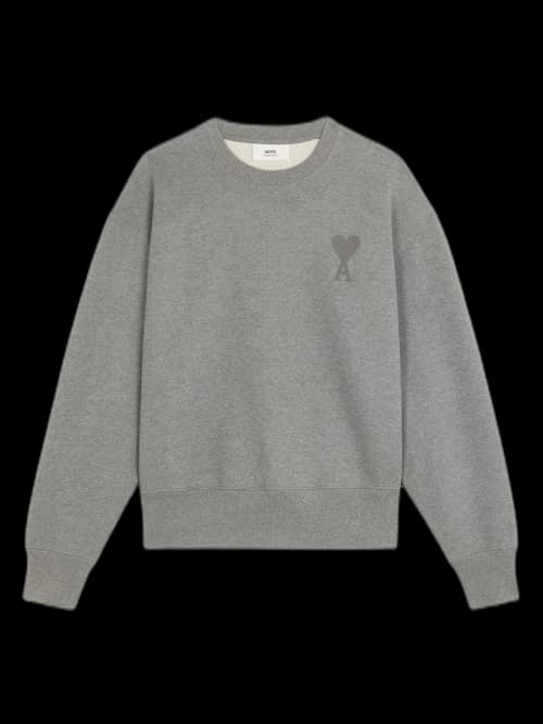Ami Paris Ami De Coeur Tonal Boxy Fit Crewneck Heather Grey