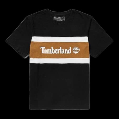 Timberland Contrast Color Stitching Color Block Short Sleeve Black