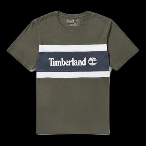 Timberland Contrast Color Stitching Color Block Short Sleeve Green