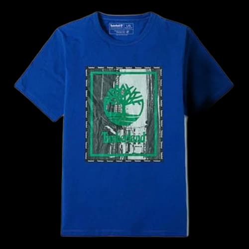 Timberland Round Neck Printing Short Sleeve Blue