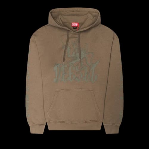 Diesel Treated Cotton Logo Print Hoodie 'Brown'