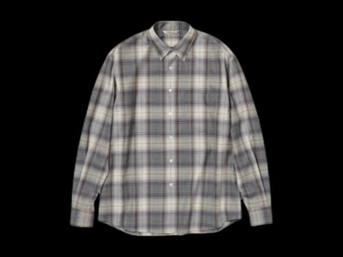 Auralee Super Light Wool Check Shirt Grey Check