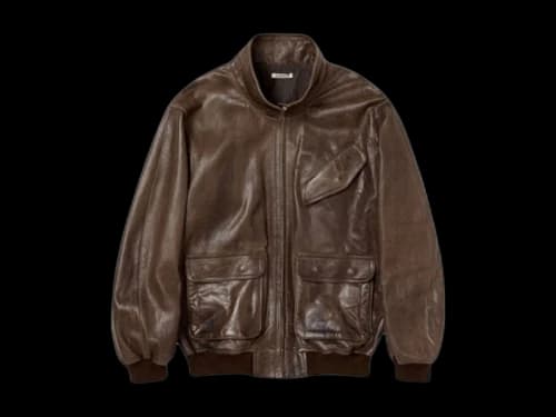 Auralee Heavy Lamb Leather Zip Jacket Dark Brown