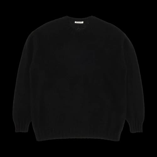 Auralee Shetland Wool Cashmere Knit Sweater 'Black'
