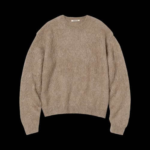 Auralee Brushed Super Kid Mohair Sweater 'Pink/Beige'