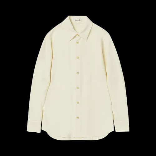 Auralee Tense Wool Double Cloth Shirt 'Ivory'